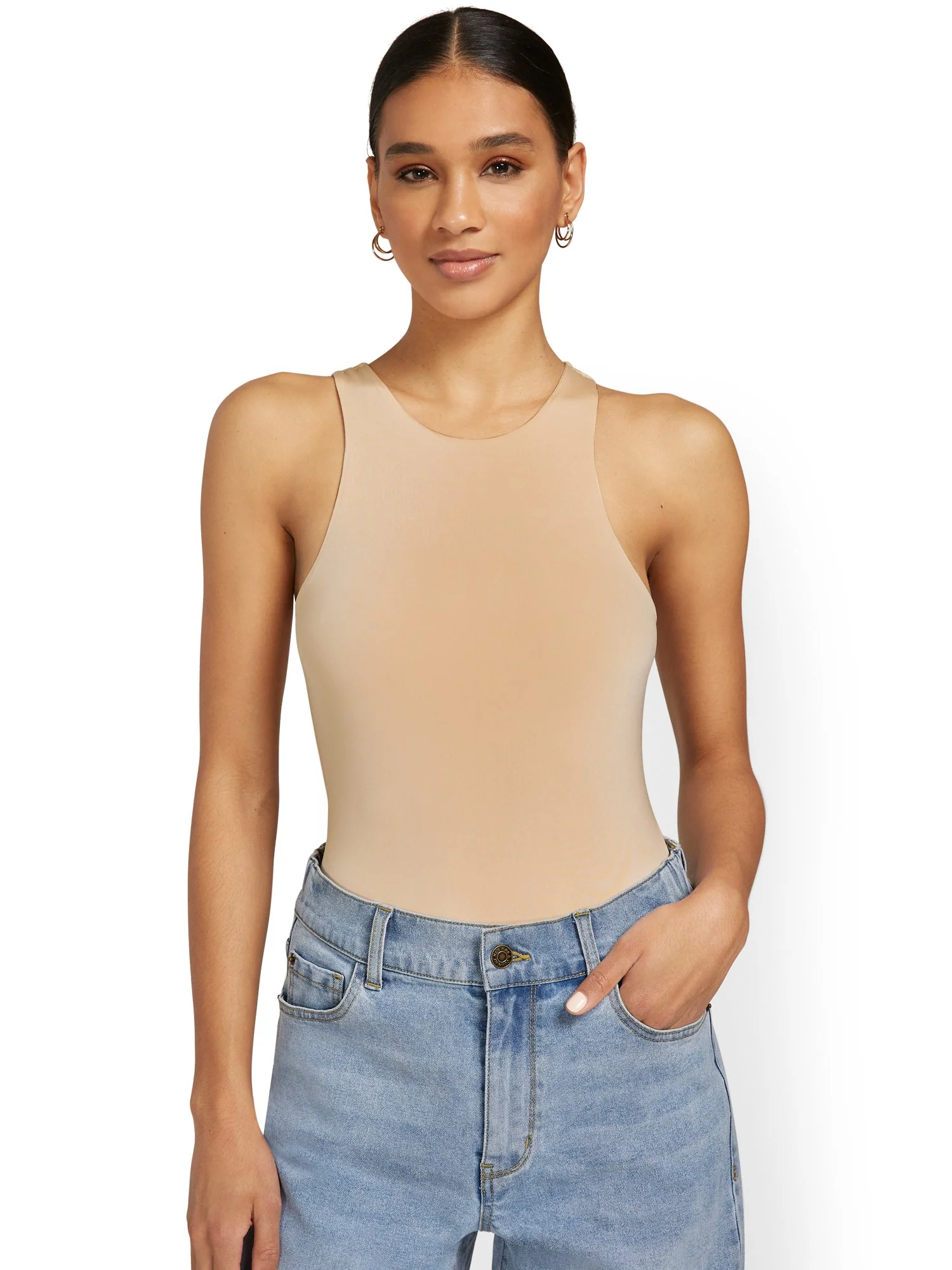 Body Contour Sleeveless Crewneck Bodysuit - Image 20
