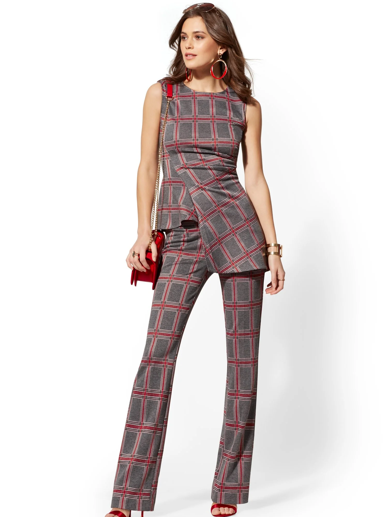 Bootcut Pull-On Pant - Signature Fit - Plaid - 7th Avenue - Image 2