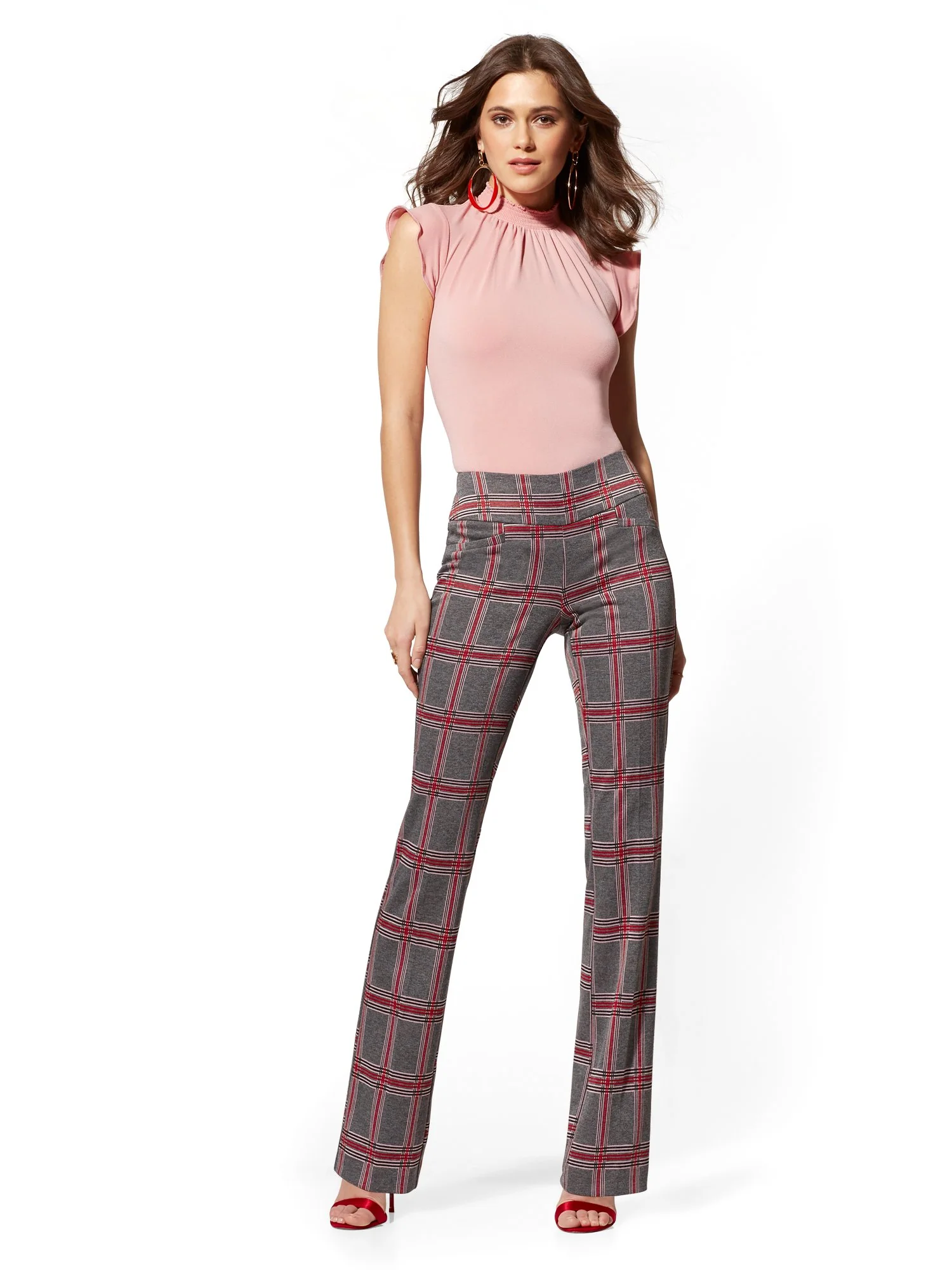 Bootcut Pull-On Pant - Signature Fit - Plaid - 7th Avenue - Image 4