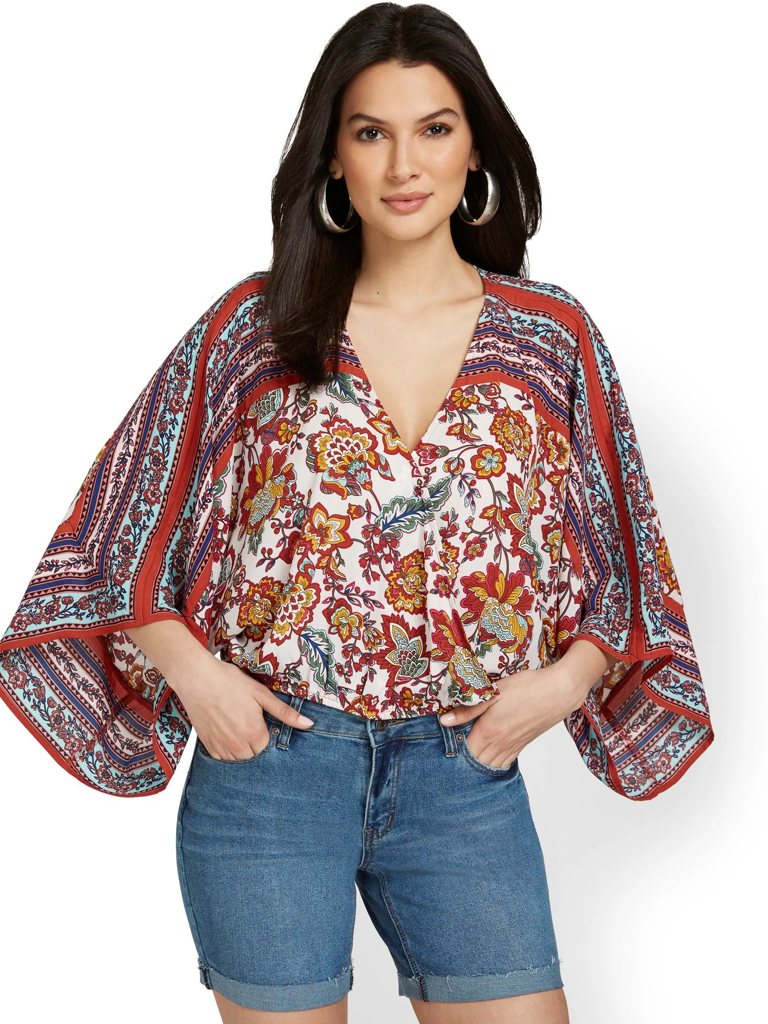 Bordered Floral-Print Top - Image 2