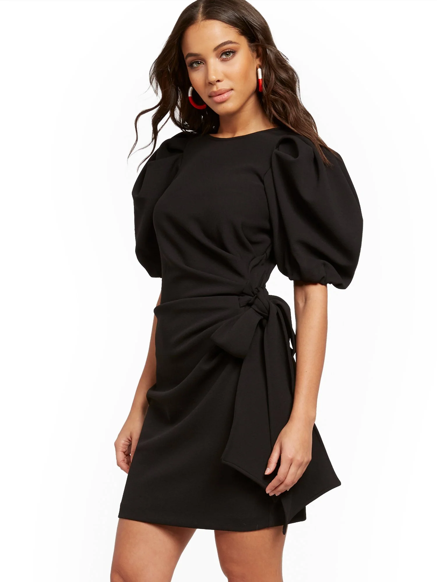 Bow-Accent Pleated Sheath Dress - Image 2