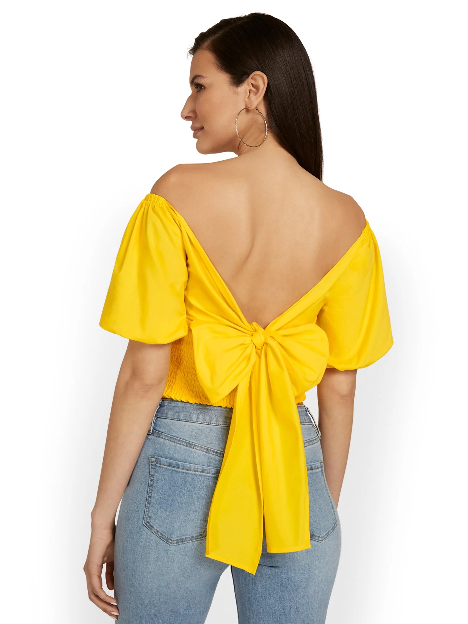 Bow-Back Cut-Out Poplin Crop Top - Image 3