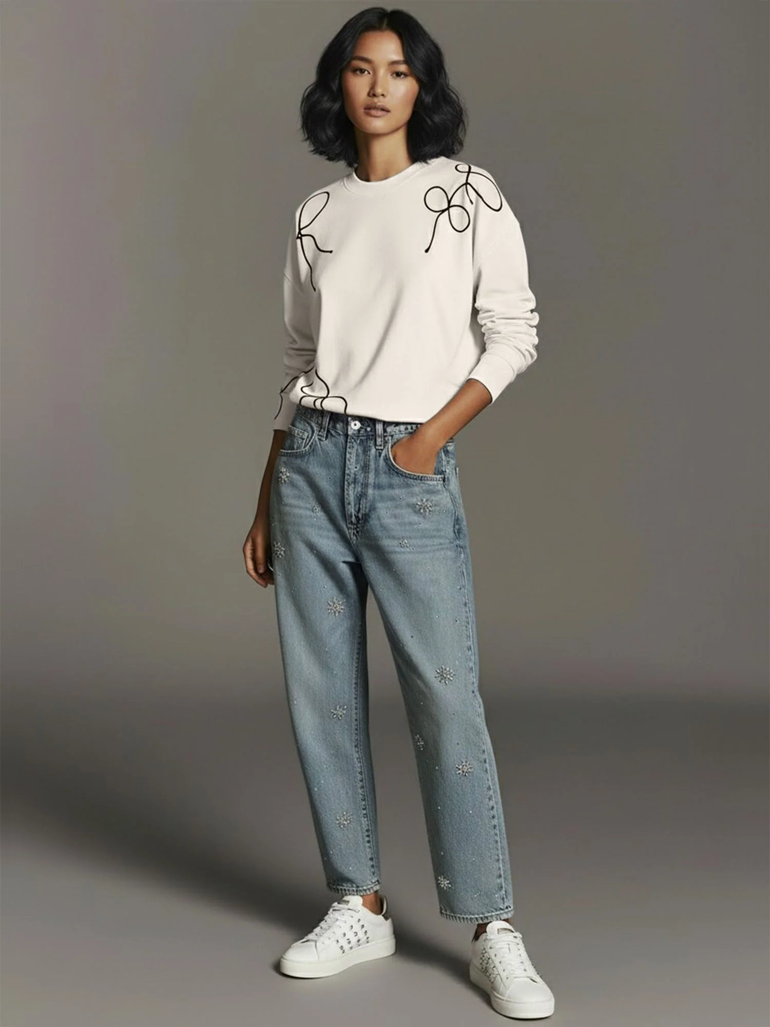 Bow Detail Sweatshirt - Image 2