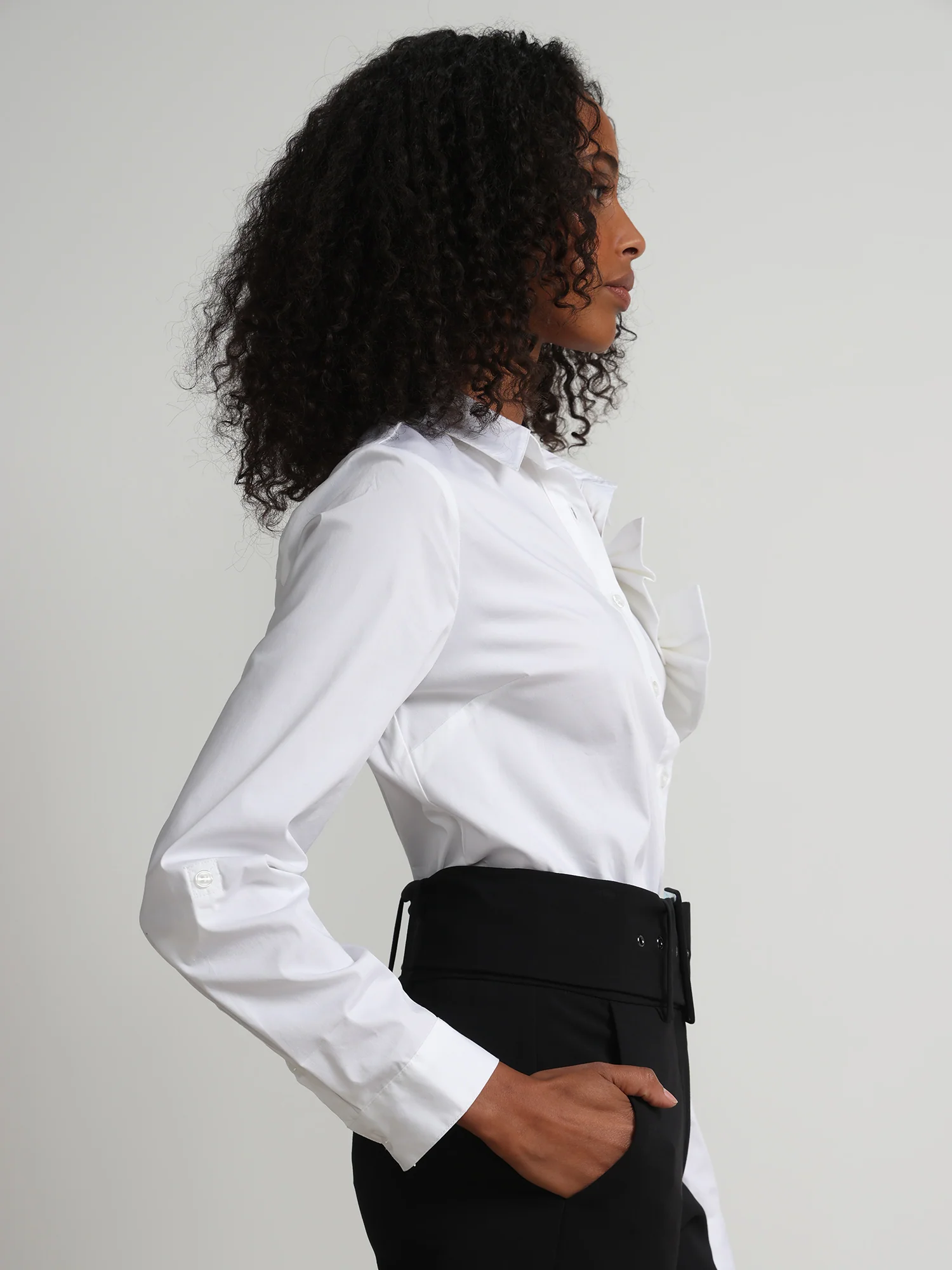 Bow-Front Button-Front Secret Snap - NY&C Madison Shirt® - Image 2