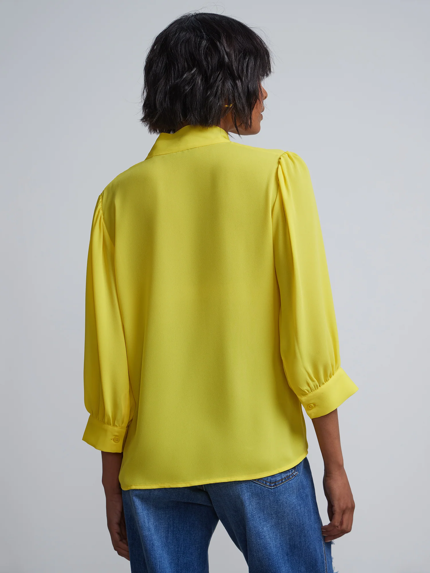 Bow-Front Cuffed-Sleeve Blouse - Image 7