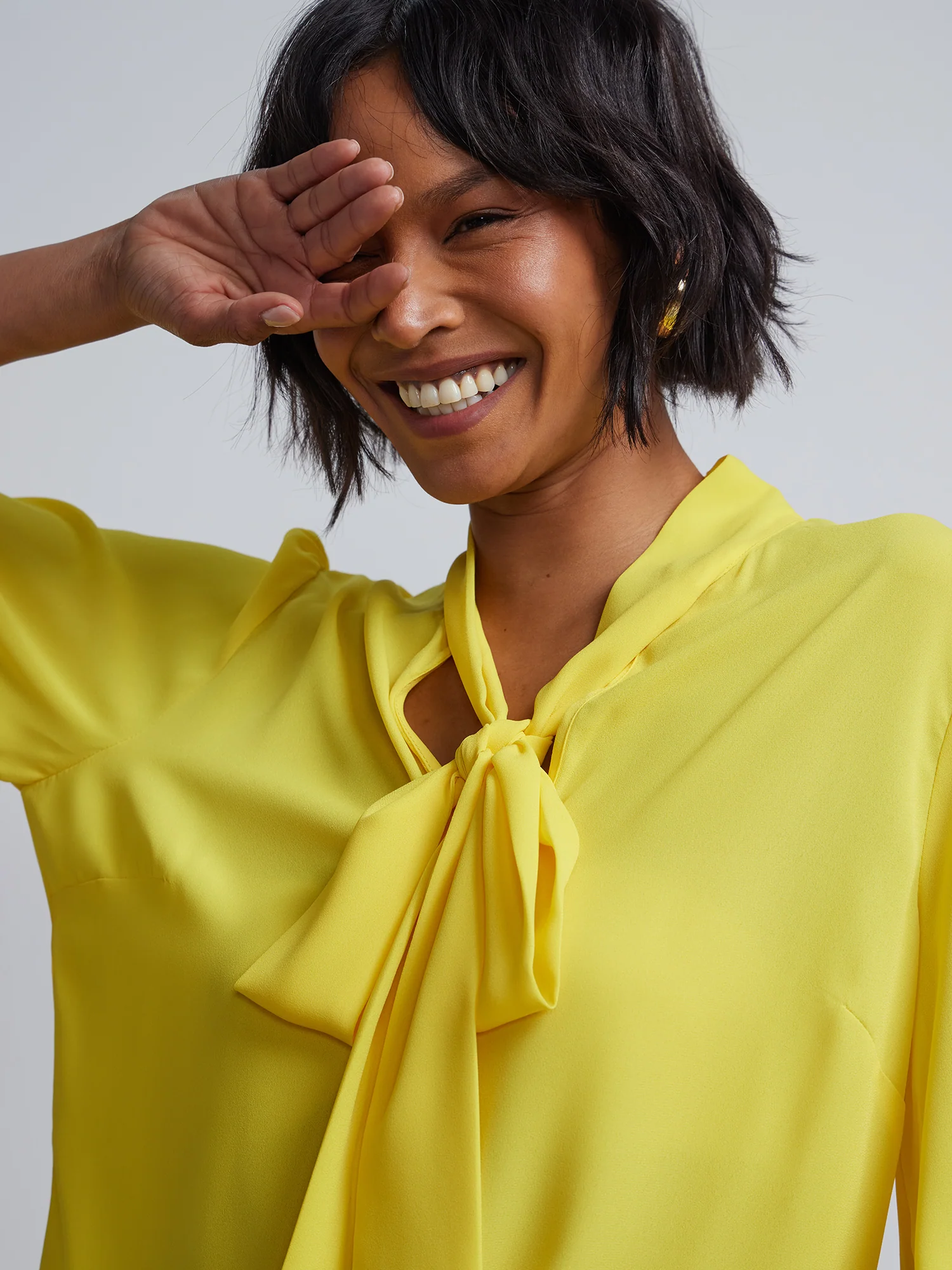 Bow-Front Cuffed-Sleeve Blouse - Image 8