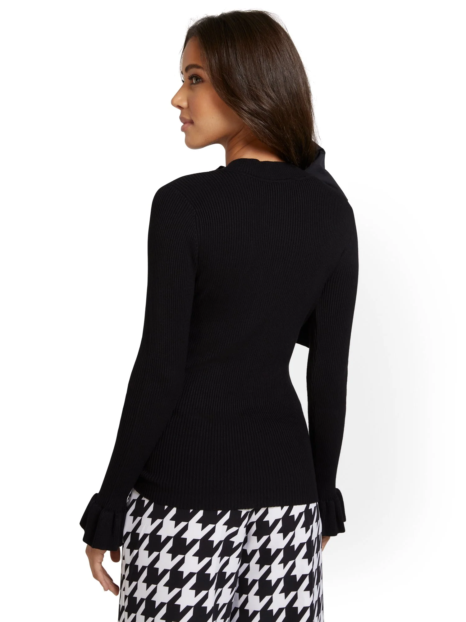 Bow-Front Poplin Sweater - Image 3