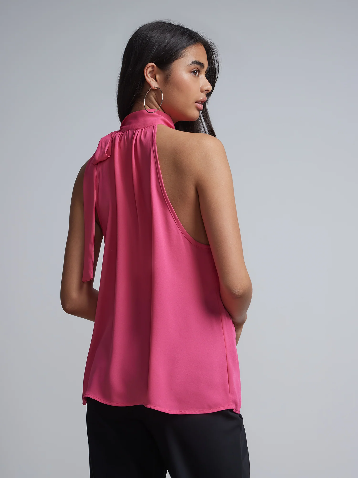 Bow-Neck Halterneck Blouse - Image 13
