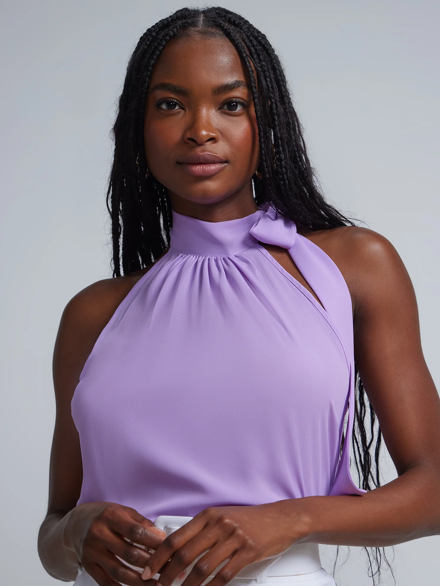 Bow-Neck Halterneck Blouse - Image 16