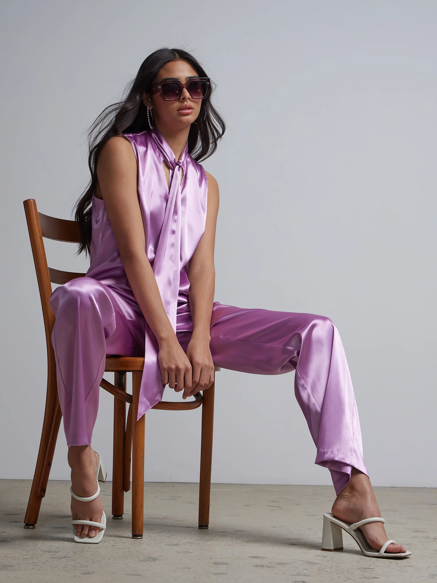 Bow-Neck Satin-Effect Blouse - Image 4