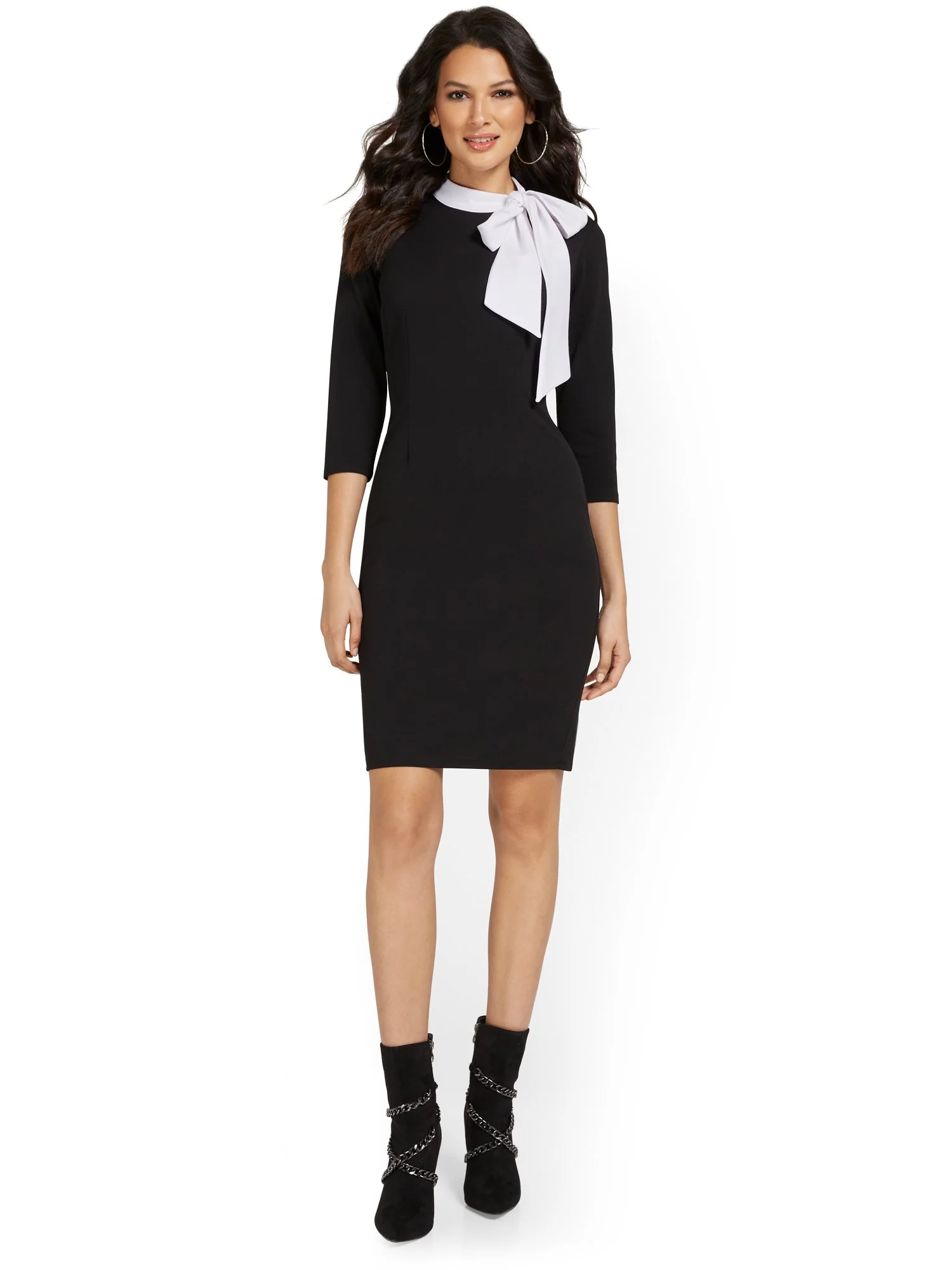 Bow-Neck Sheath Dress
