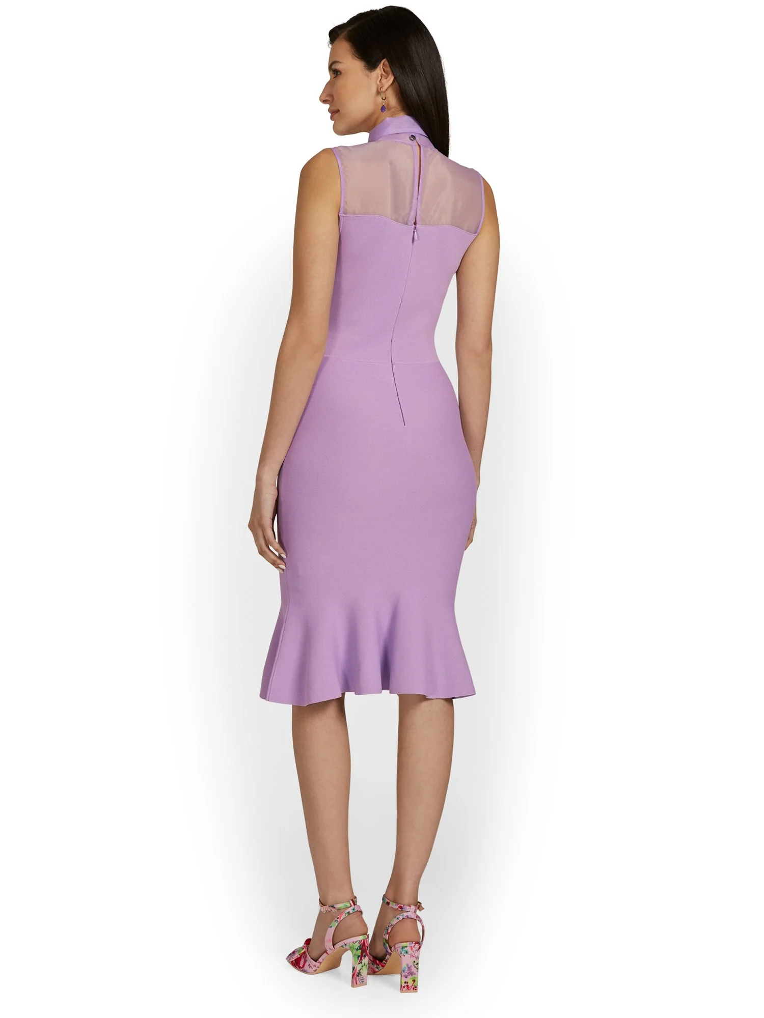 Bow-Neck Trumpet-Hem Sweater Dress - Image 3