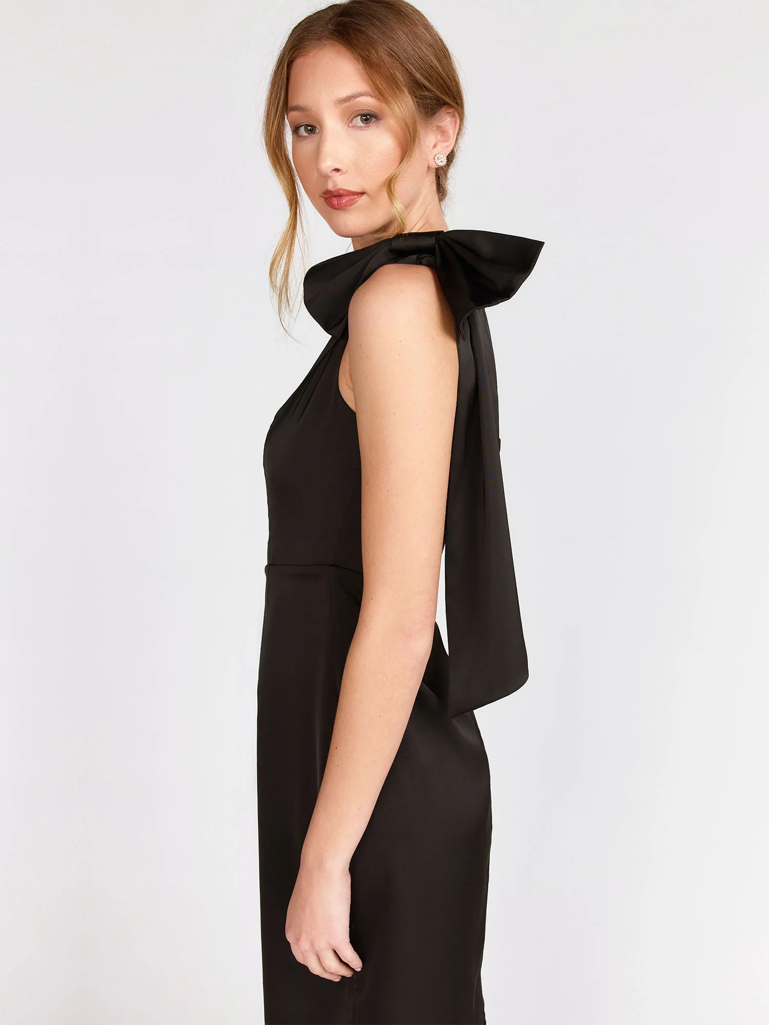 Bow One-Shoulder Satin Midi Dress - Lena - Image 3