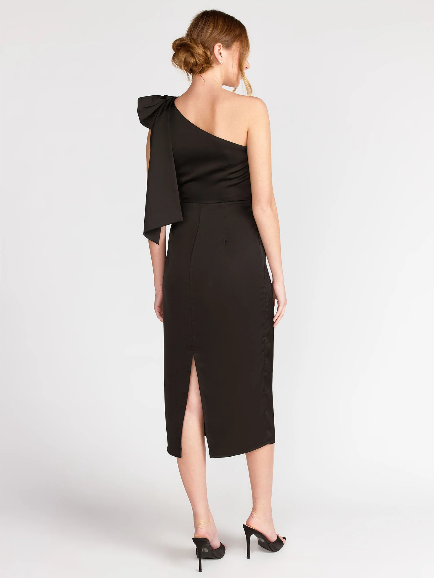 Bow One-Shoulder Satin Midi Dress - Lena - Image 5