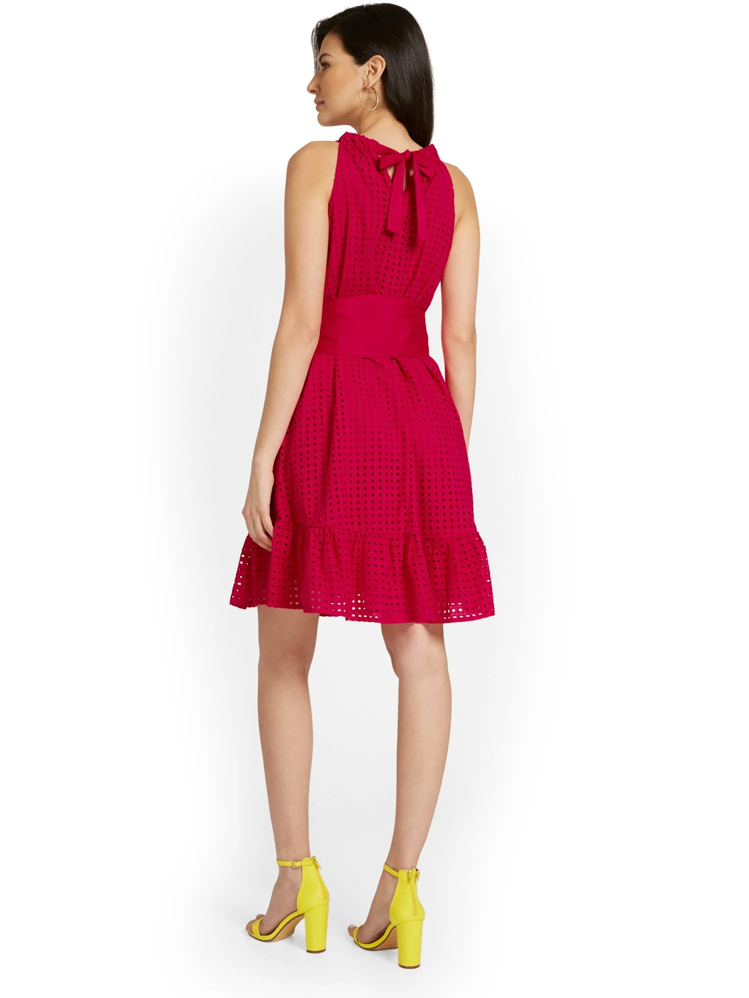 Bow-Waist Eyelet Shift Dress - Image 3