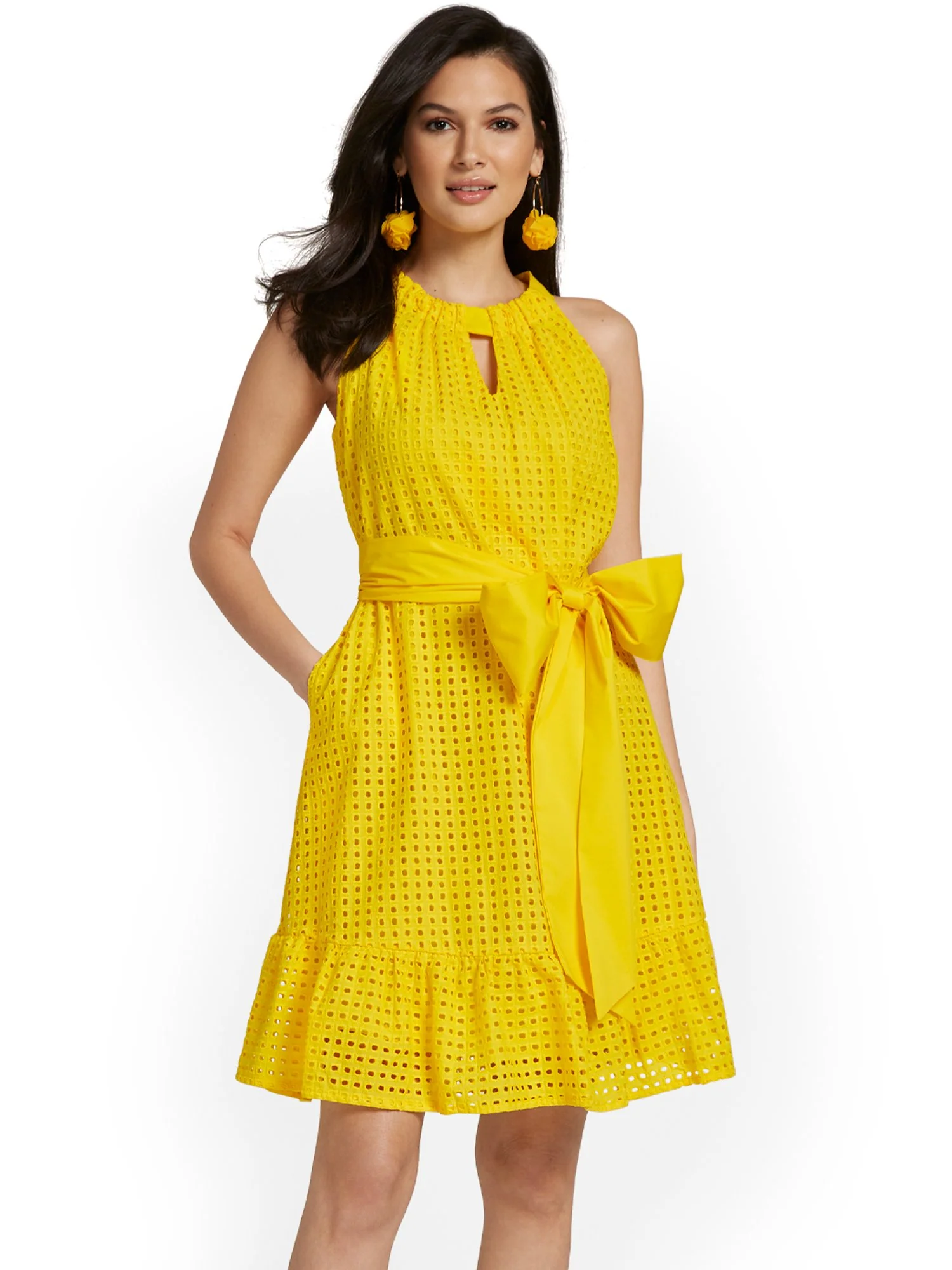 Bow-Waist Eyelet Shift Dress - Image 6
