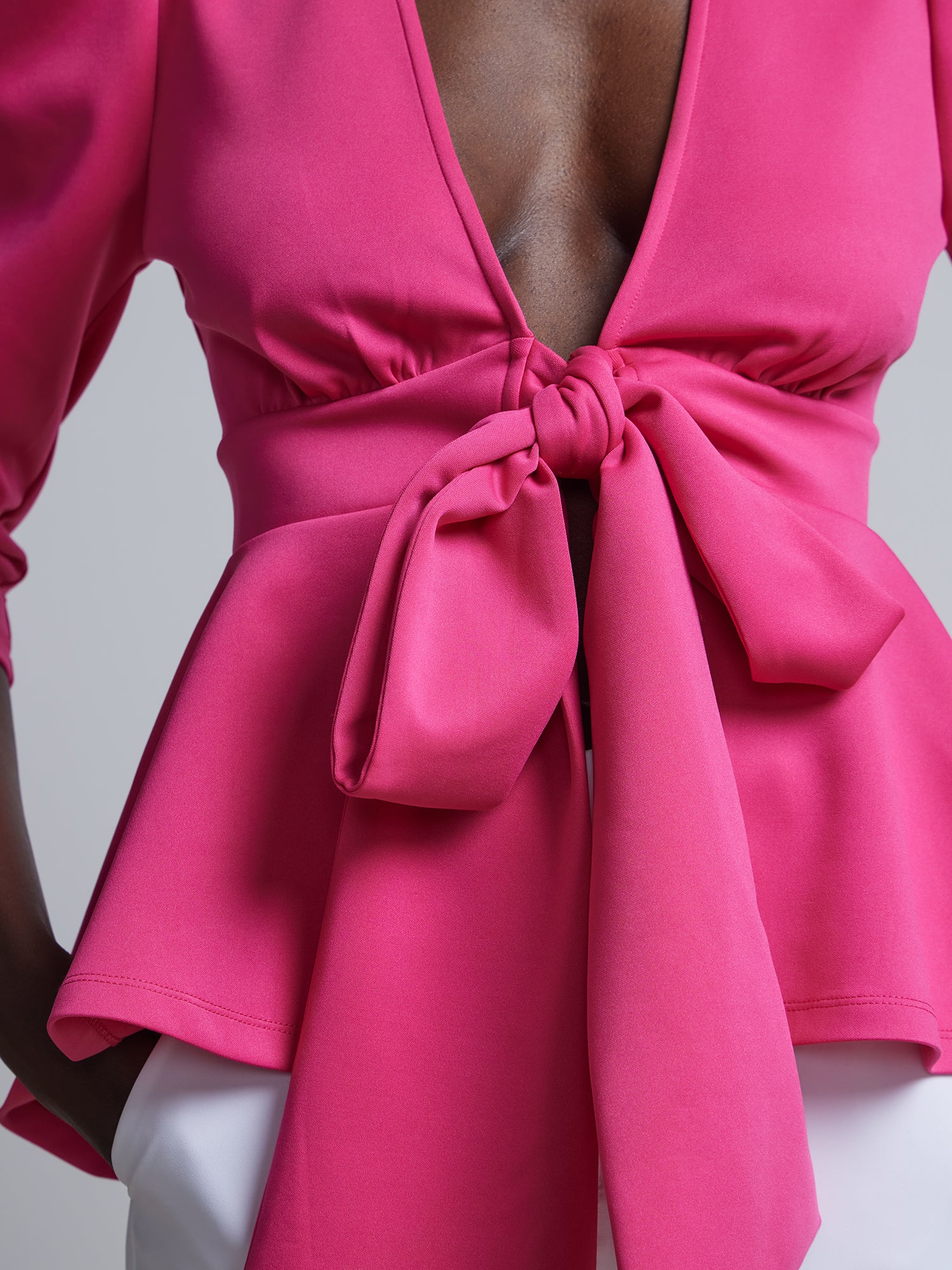 Bow-Waist Ruffle-Hem Top - Image 4