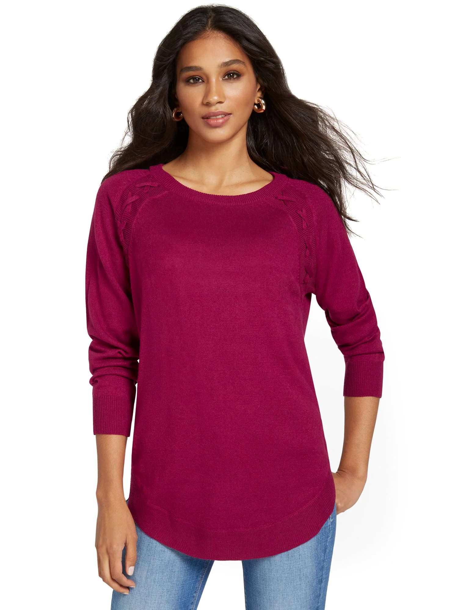 Braided Knit Tunic Sweater - Image 13