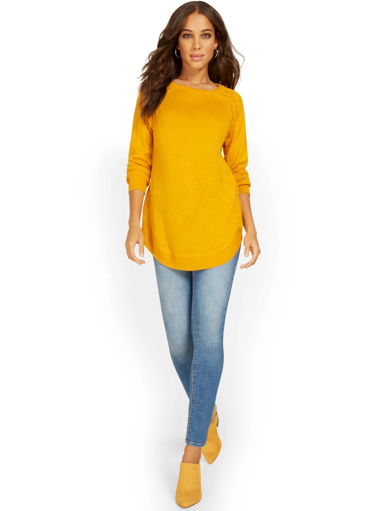 Braided Knit Tunic Sweater - Image 23