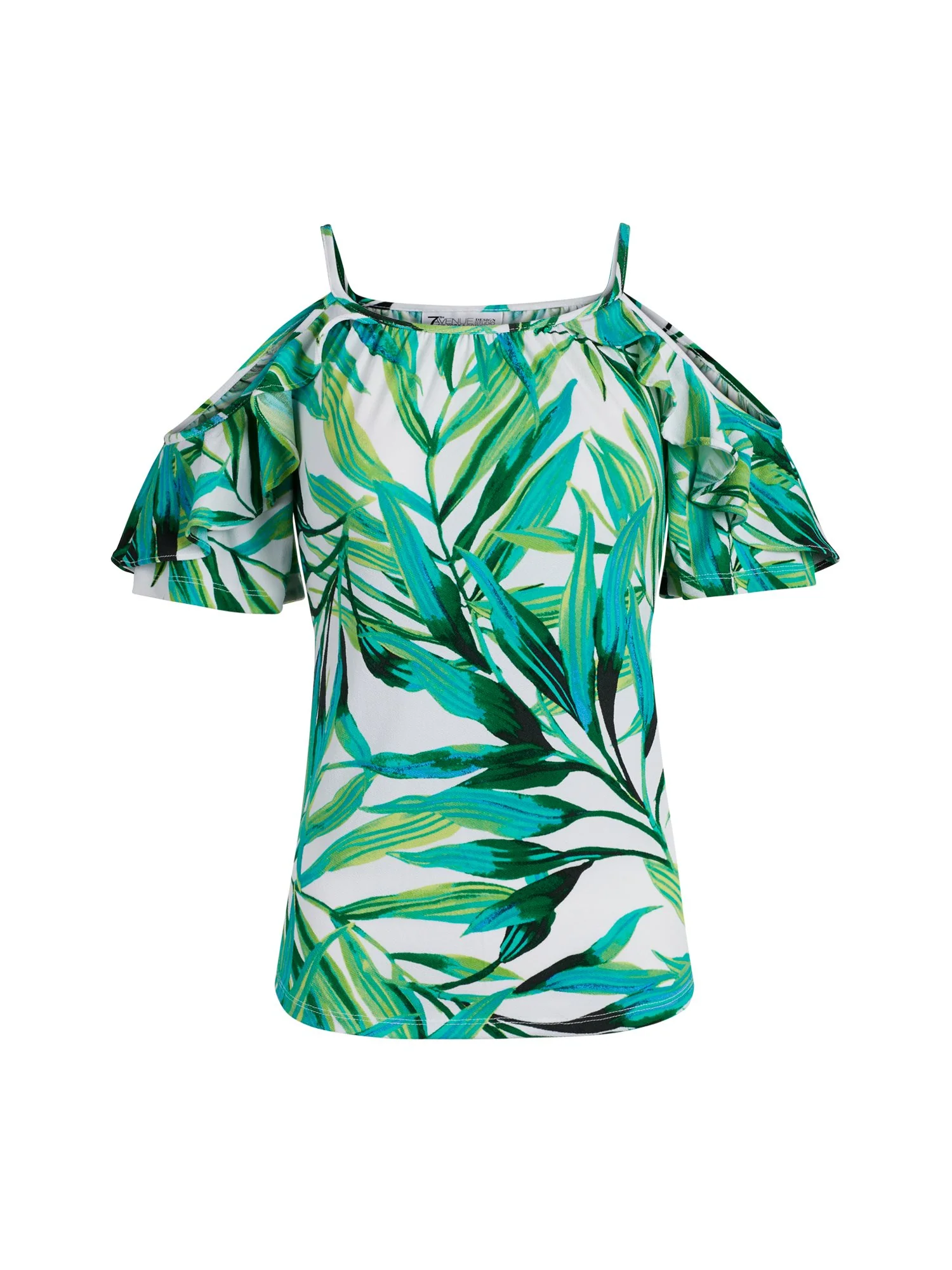 Breezy Palm Print Cold Shoulder Top - Image 2