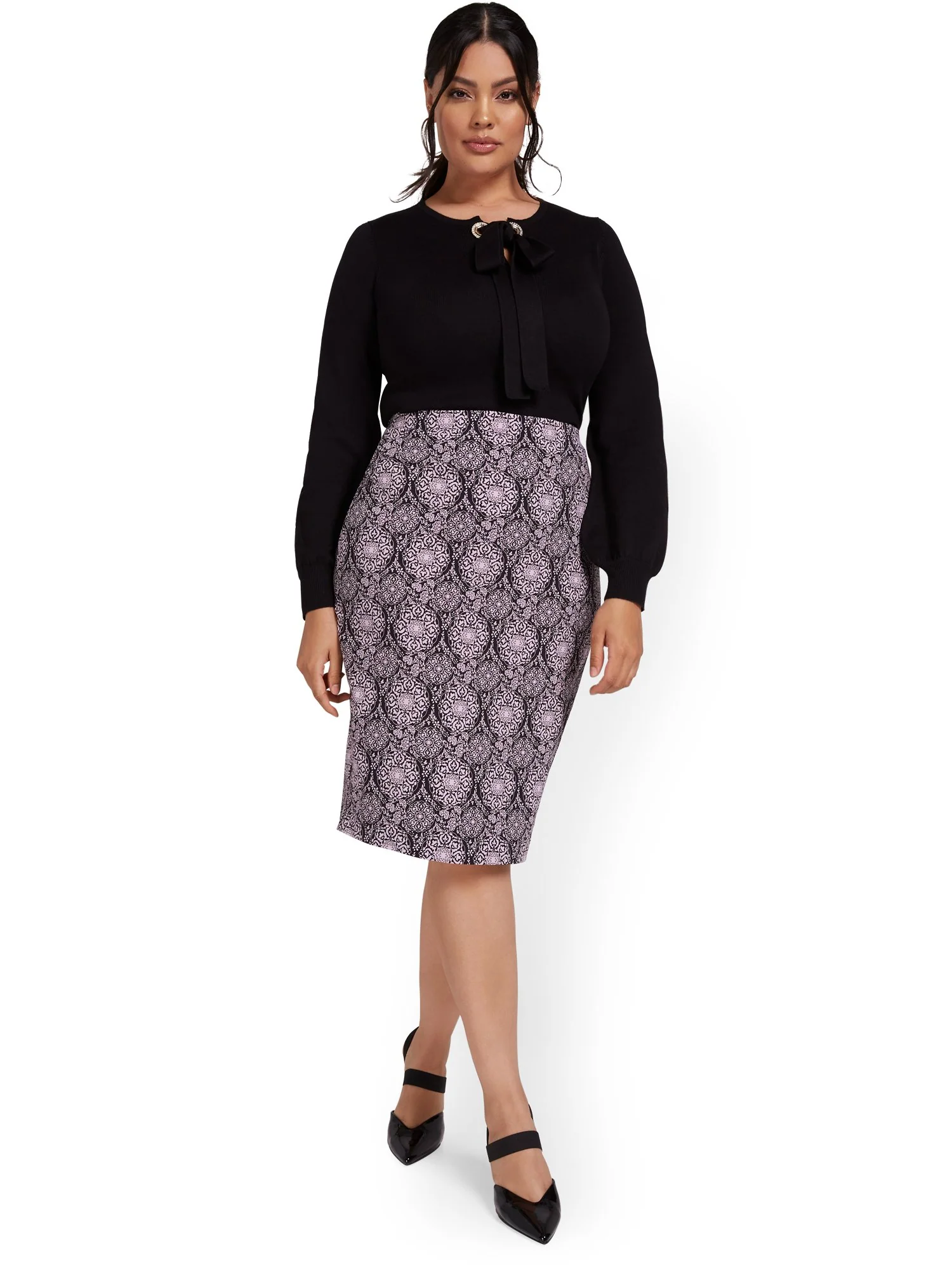 Brocade-Print Pencil Skirt - Image 4