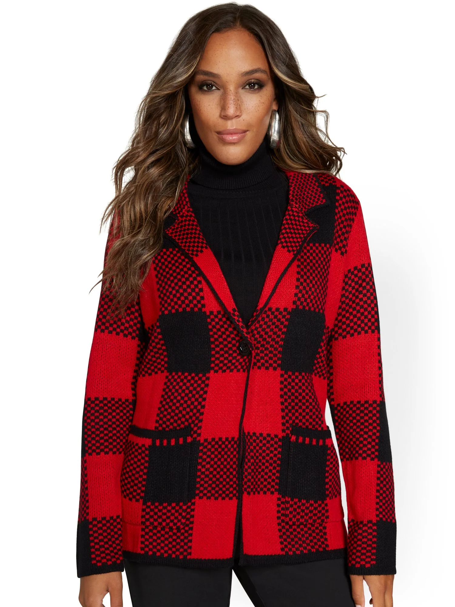 Buffalo-Check Sweater Blazer - Image 2