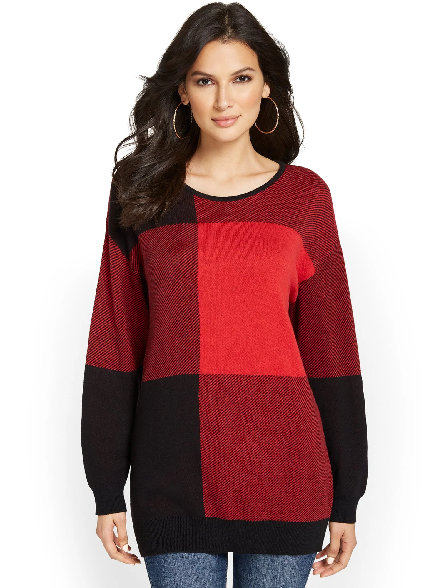 Buffalo Plaid Tunic Sweater - Image 2