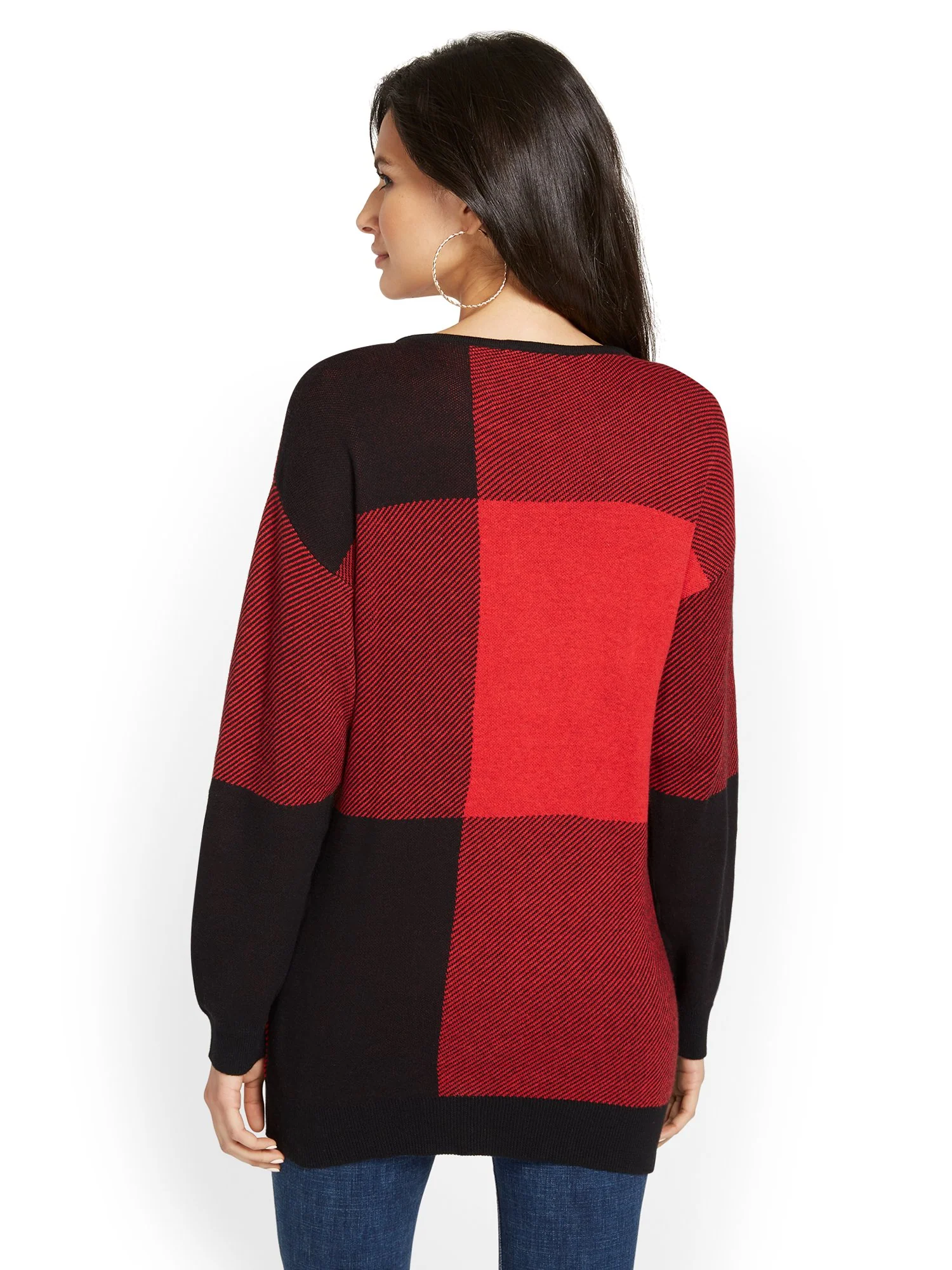Buffalo Plaid Tunic Sweater - Image 3