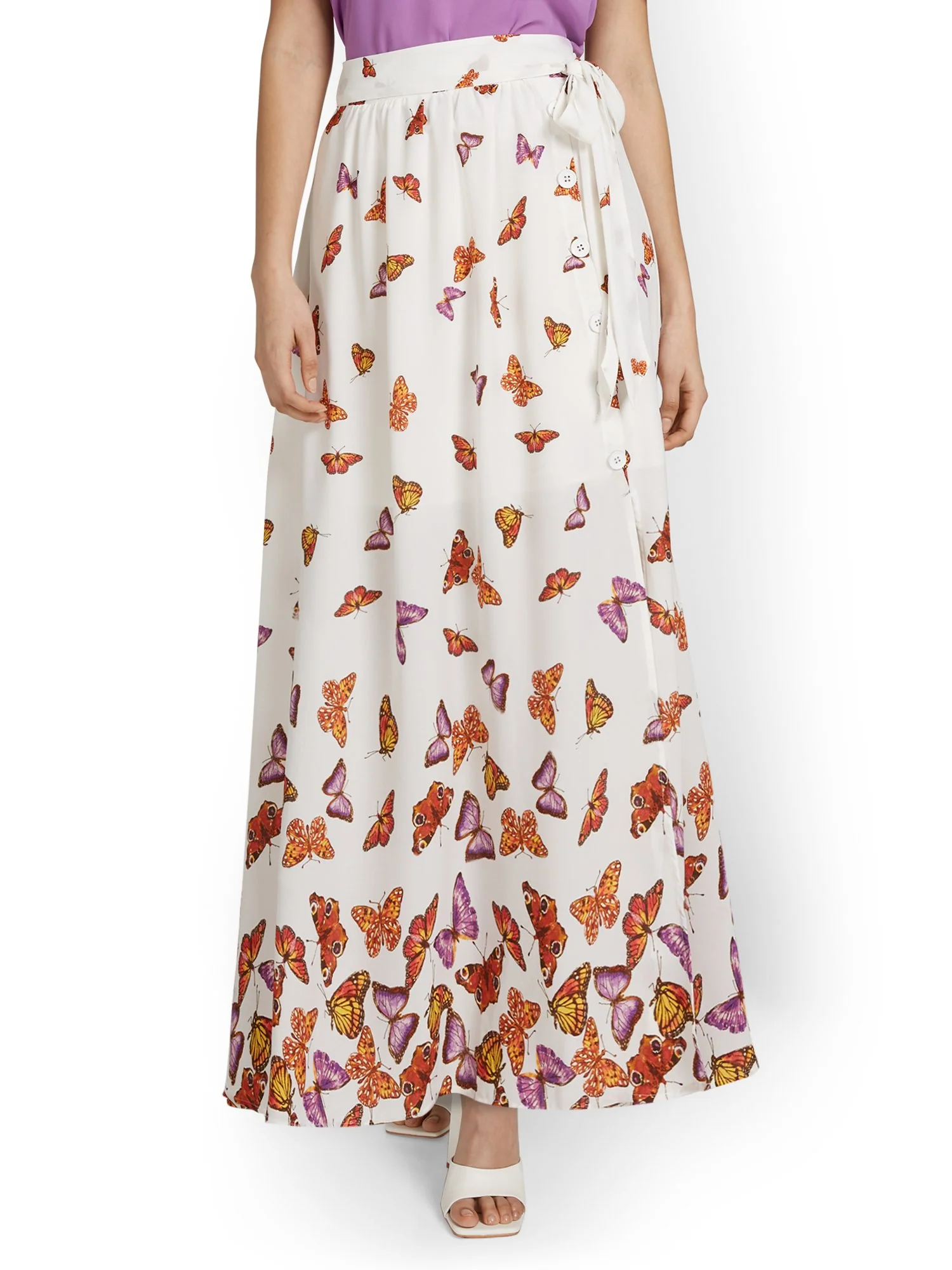 Butterfly-Print Tie-Waist Maxi Skirt - Image 2