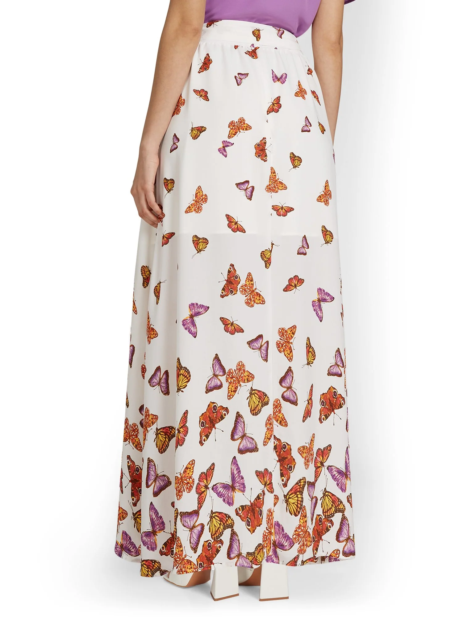 Butterfly-Print Tie-Waist Maxi Skirt - Image 3