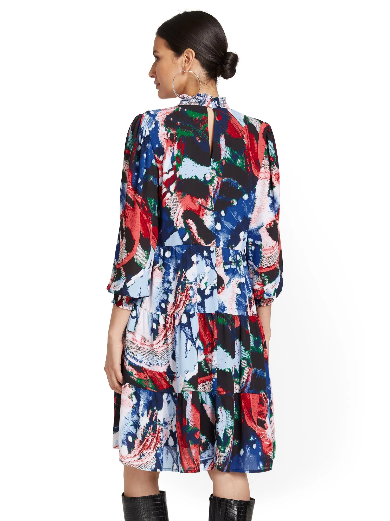 Butterfly-Print Tiered Dress - Image 3
