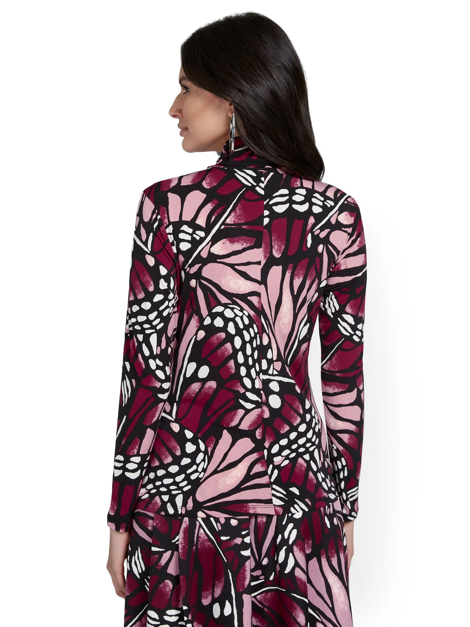 Butterfly-Print Turtleneck Knit Top - Image 3