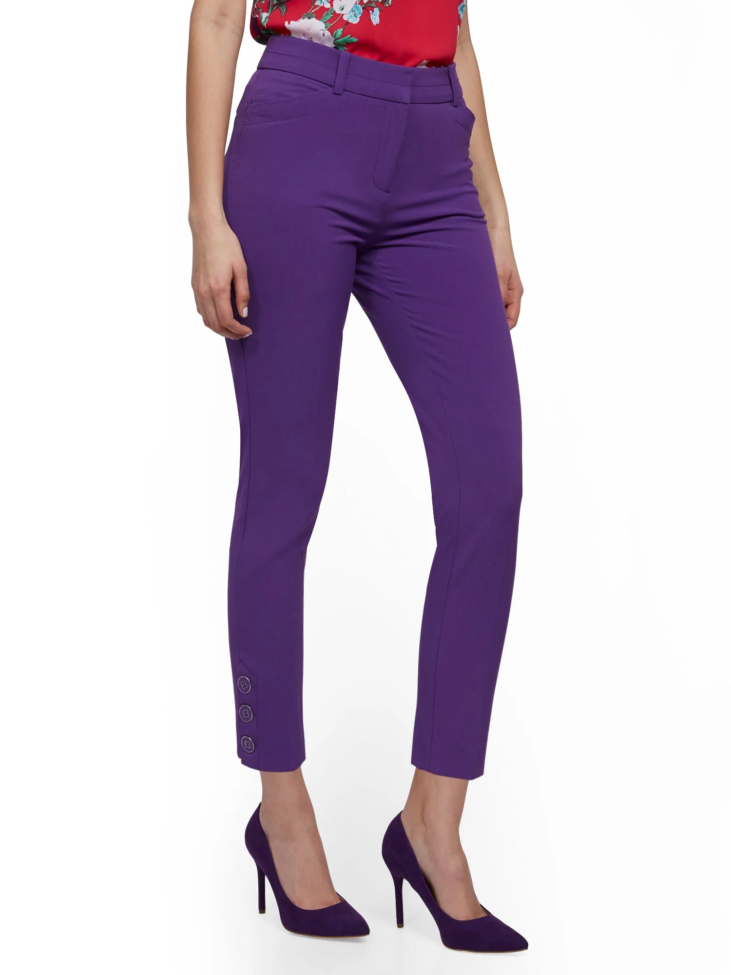 Button-Accent Ankle Pant - Modern Fit - Double Stretch - 7th Avenue - Image 11