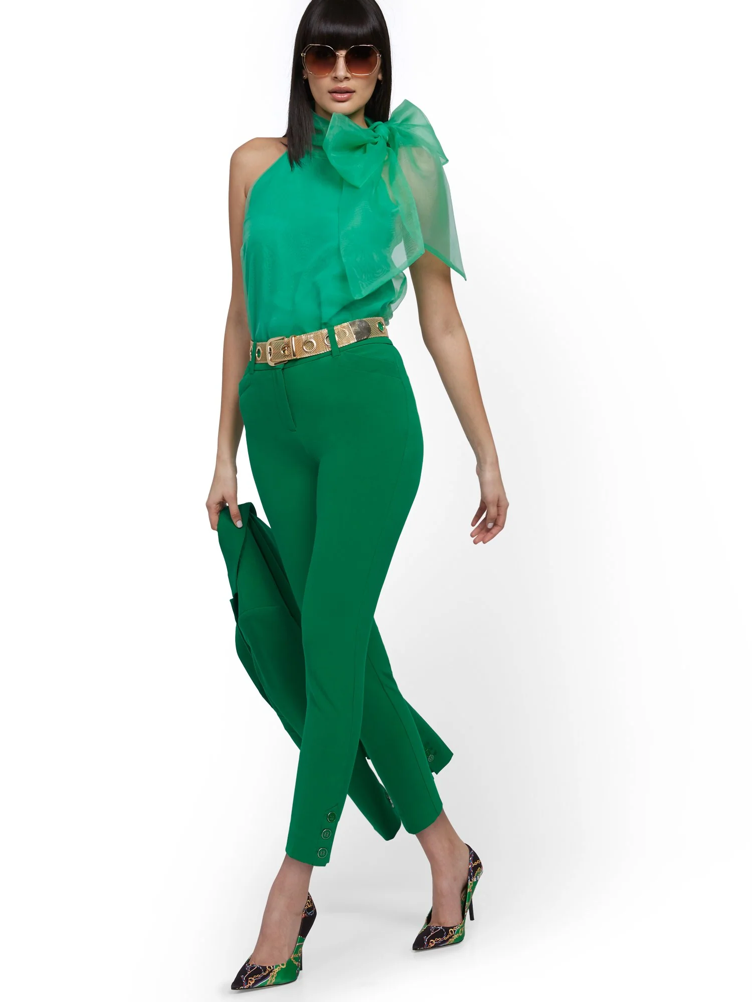 Button-Accent Ankle Pant - Modern Fit - Double Stretch - 7th Avenue - Image 20