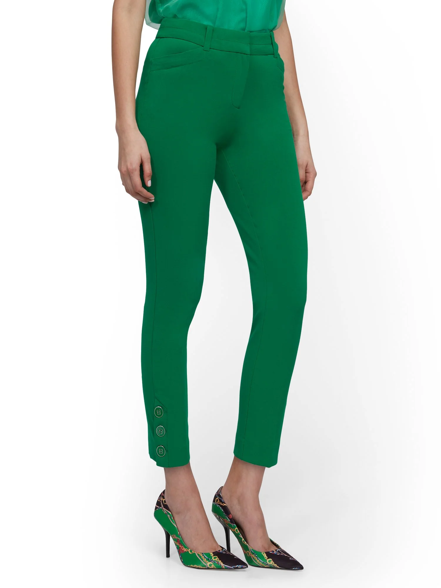 Button-Accent Ankle Pant - Modern Fit - Double Stretch - 7th Avenue - Image 22