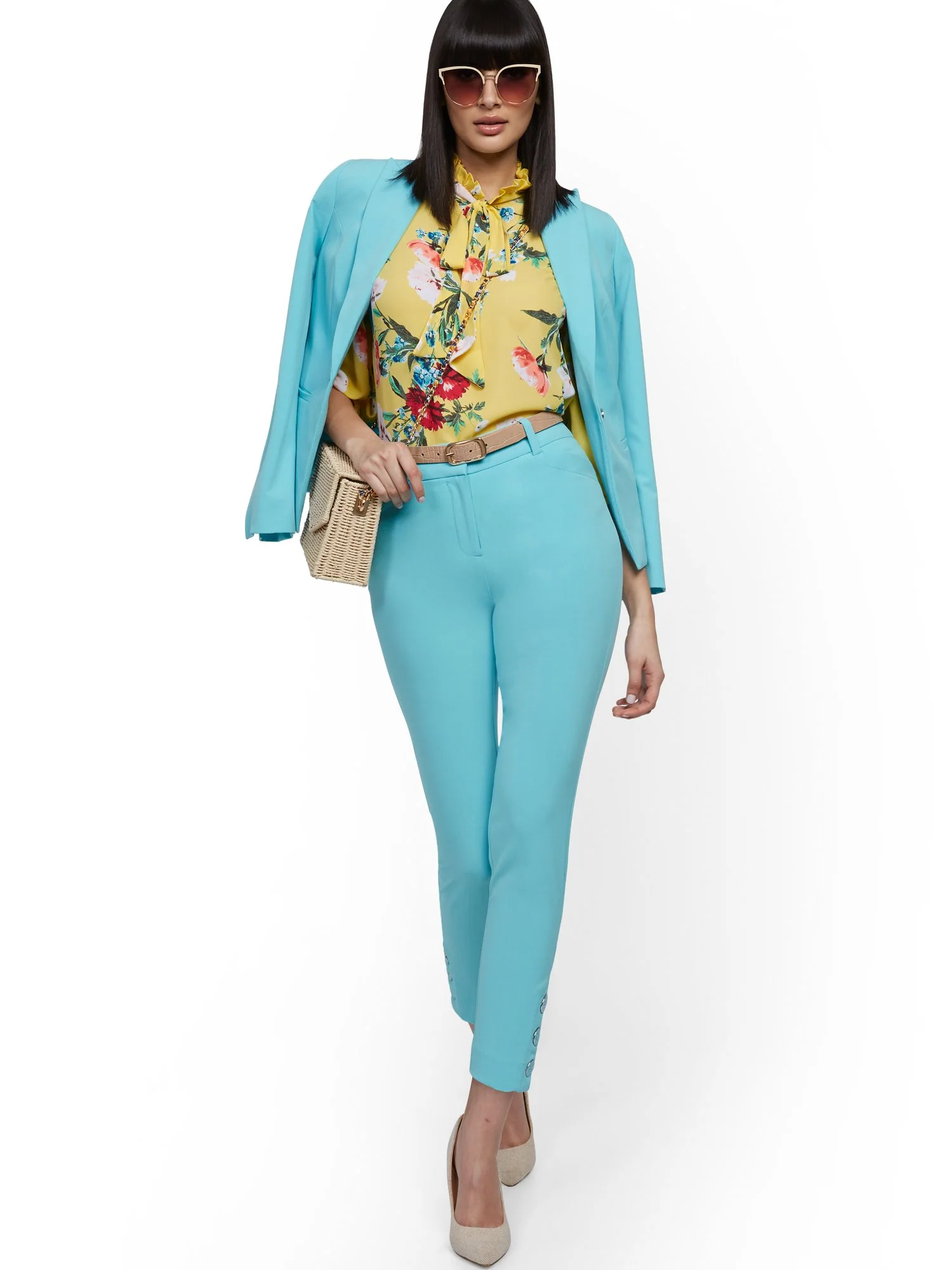 Button-Accent Ankle Pant - Modern Fit - Double Stretch - 7th Avenue - Image 25