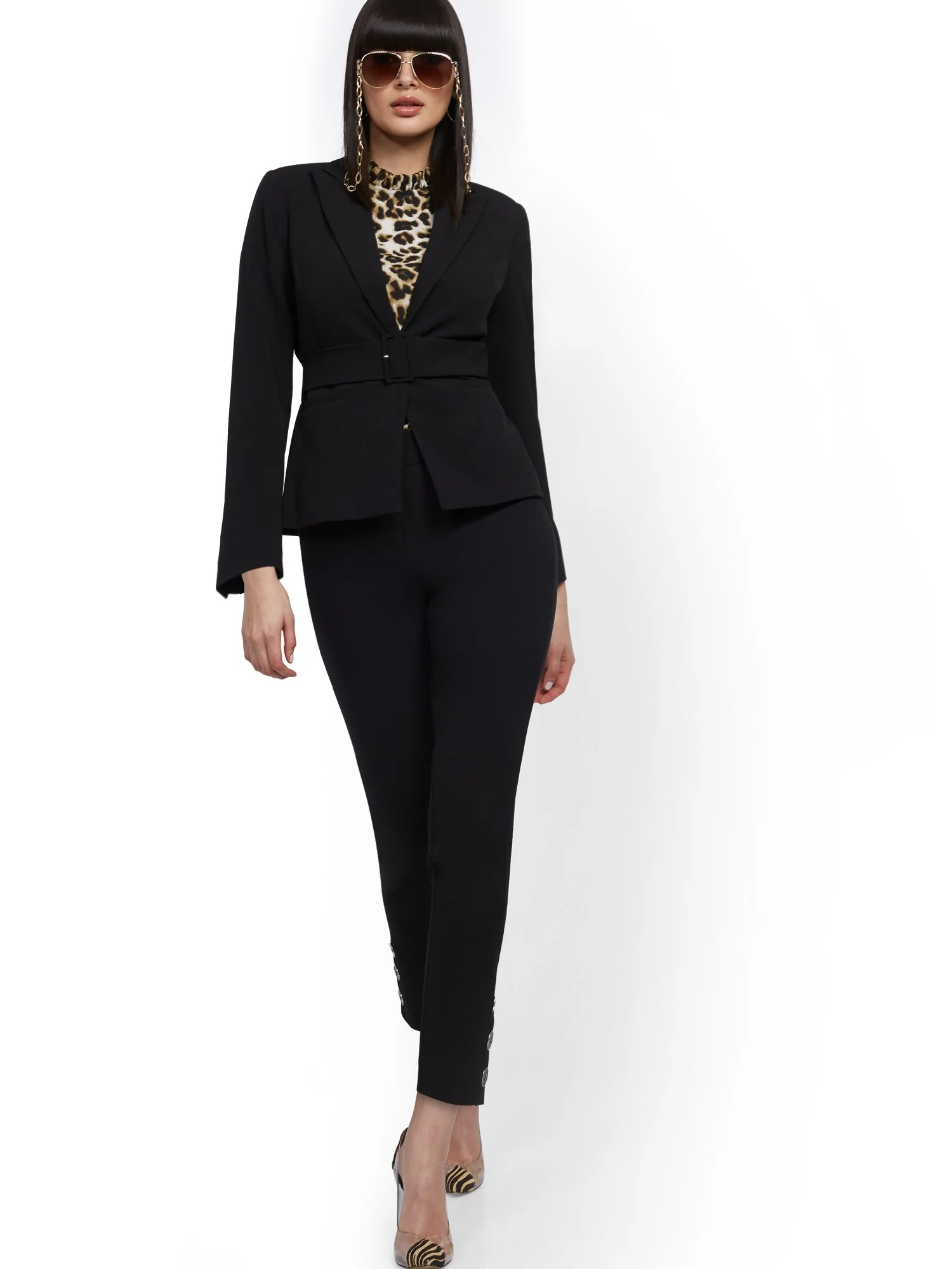 Button-Accent Ankle Pant - Modern Fit - Double Stretch - 7th Avenue - Image 3