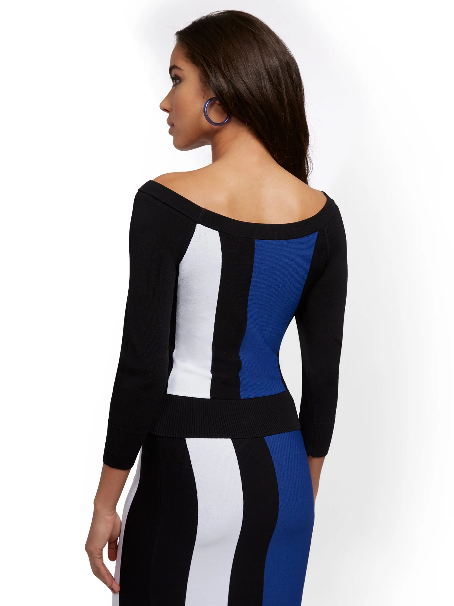 Button-Accent Colorblock Sweater - 7th Avenue - Image 3