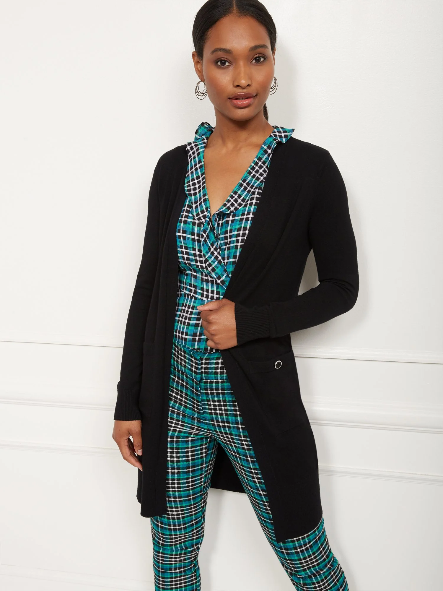 Button-Accent Open-Front Cardigan - 7th Avenue - Image 2