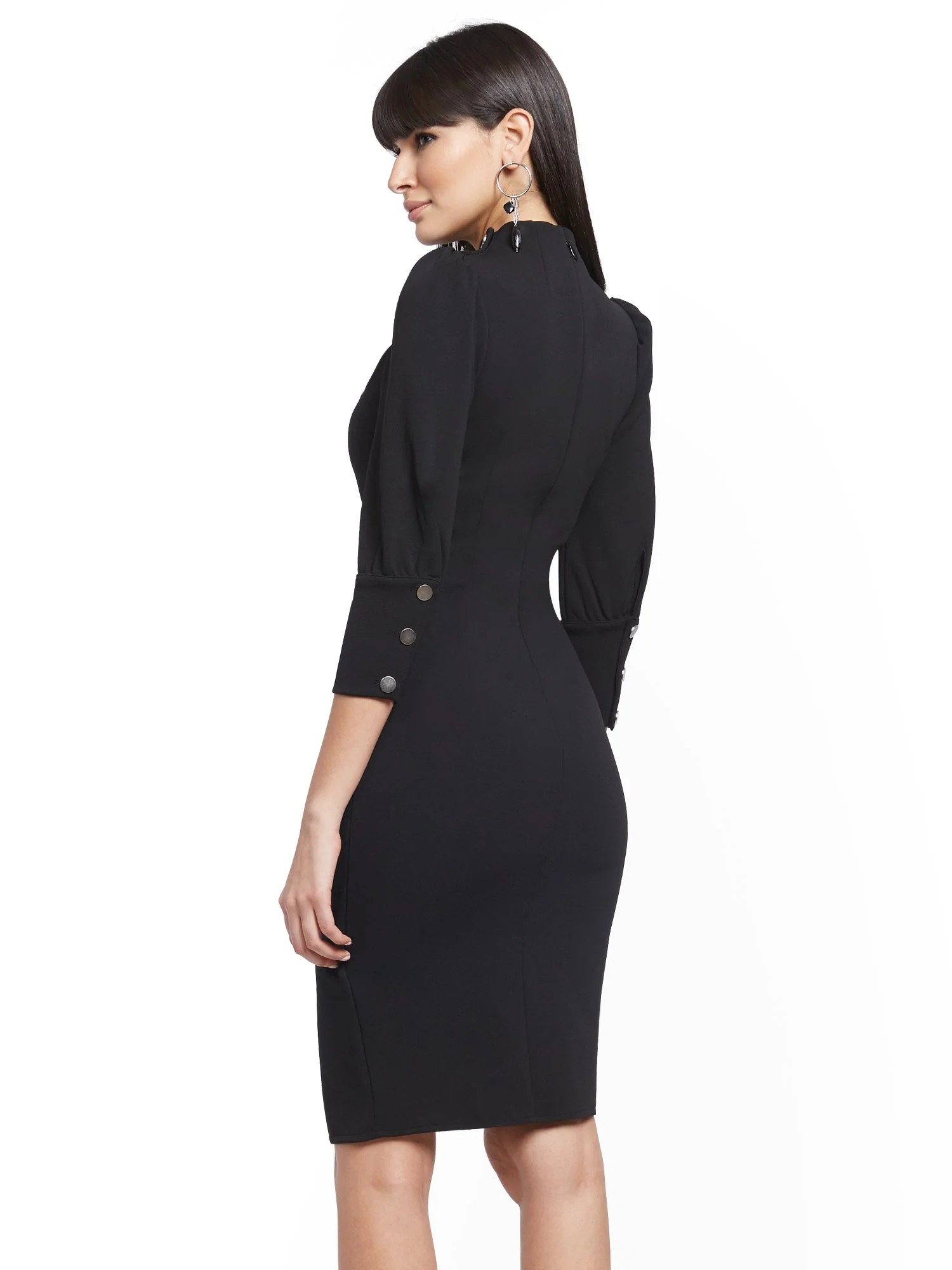 Button-Accent Ruched Sheath Dress - Image 3