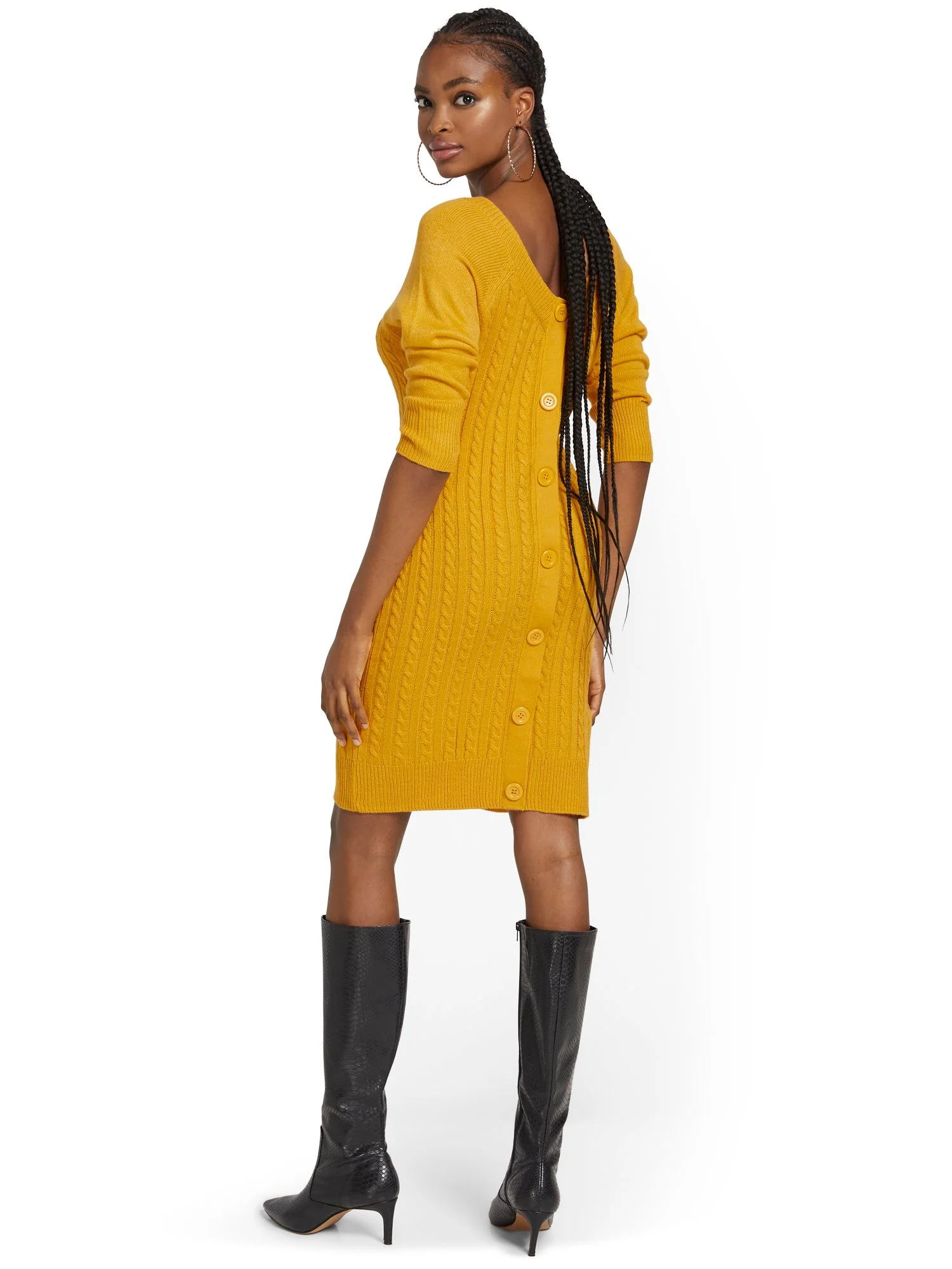 Button-Back Cable Sweater Dress - Image 13