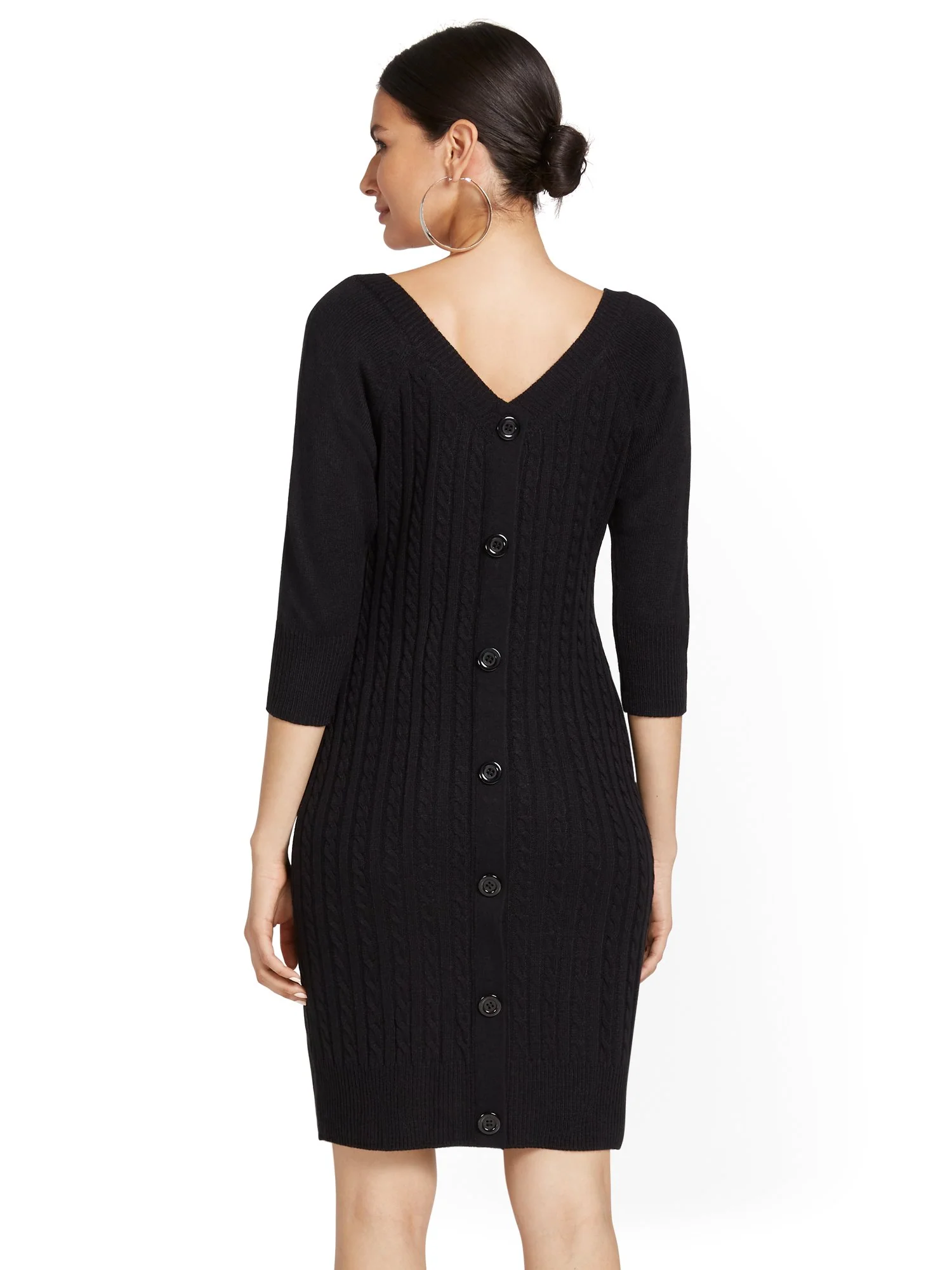 Button-Back Cable Sweater Dress - Image 3
