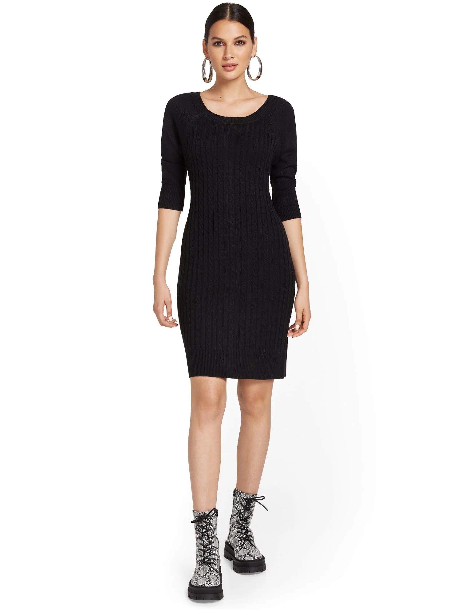 Button-Back Cable Sweater Dress - Image 4