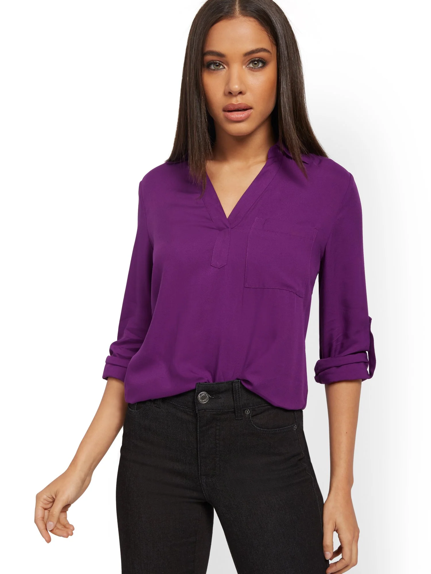 Button-Back Shirt - Soho Soft Blouse - Image 3