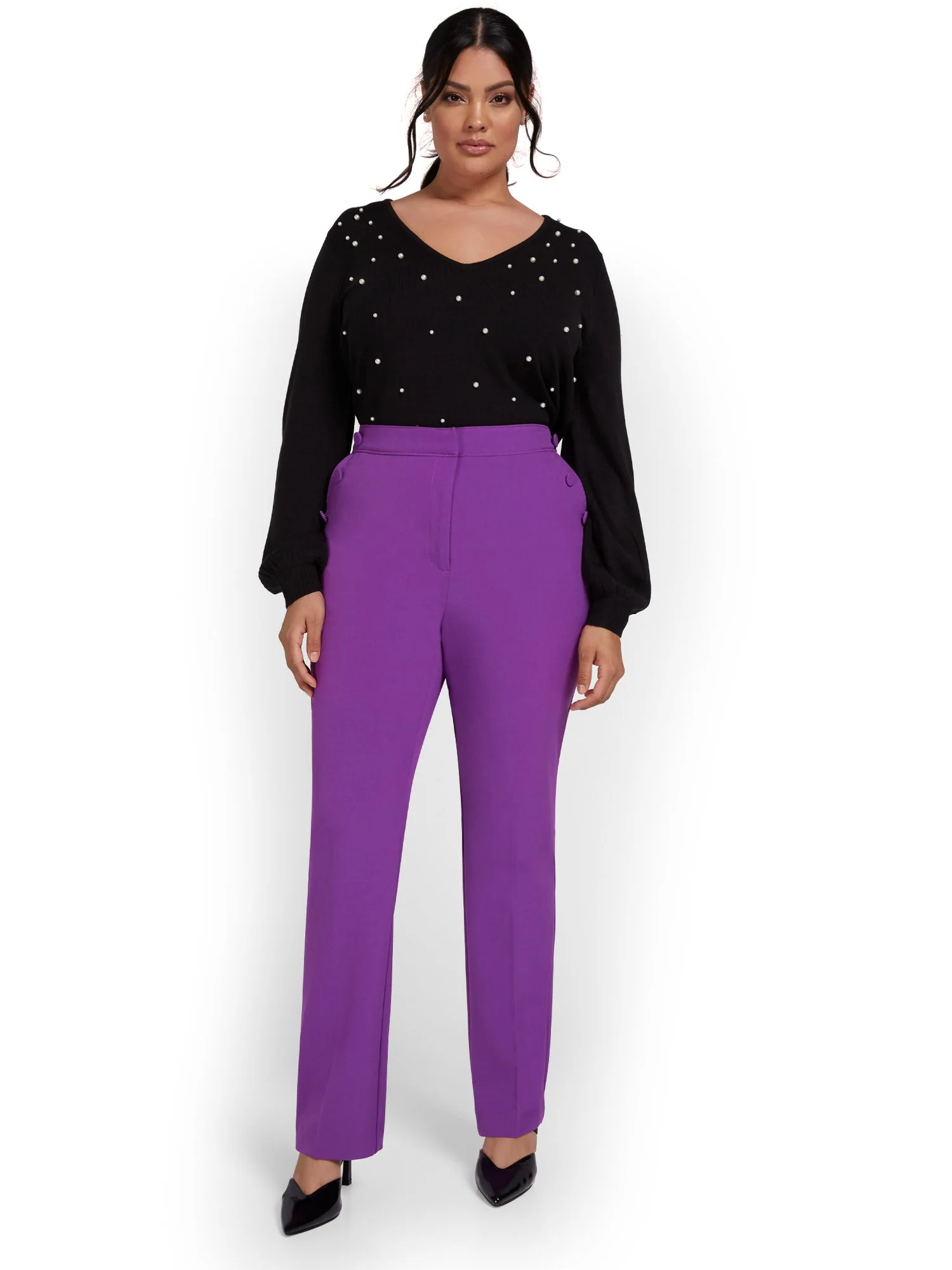 Button-Detail Straight-Leg Pant - Image 9