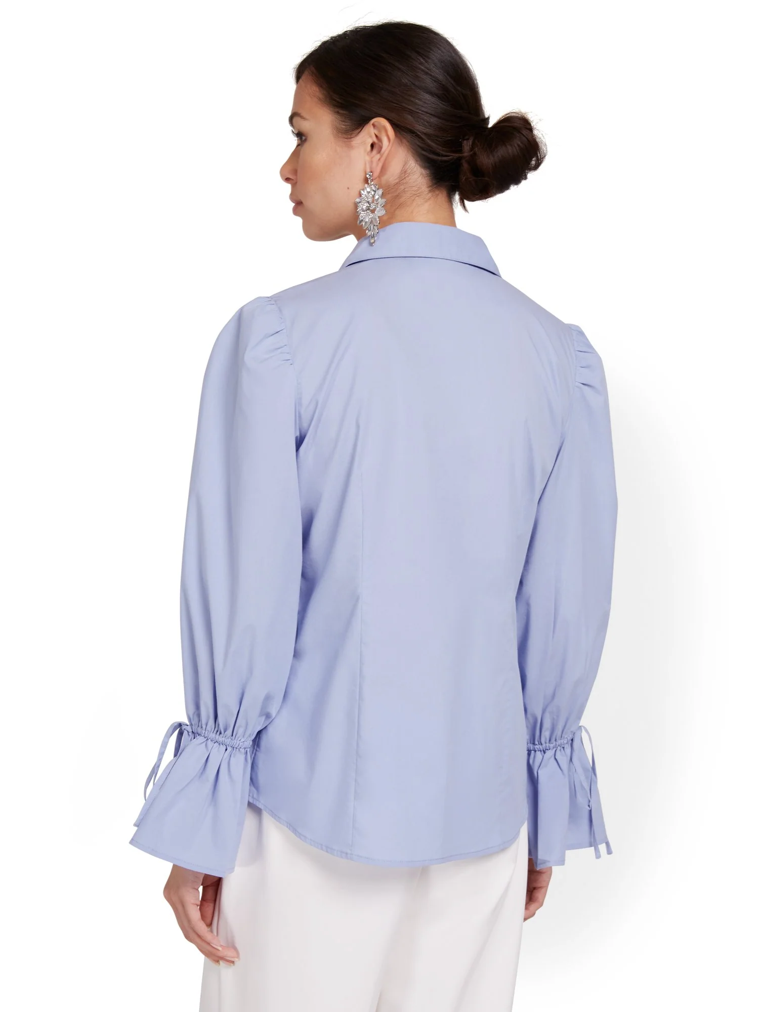 Button-Down Balloon-Sleeve Poplin Shirt - Image 3