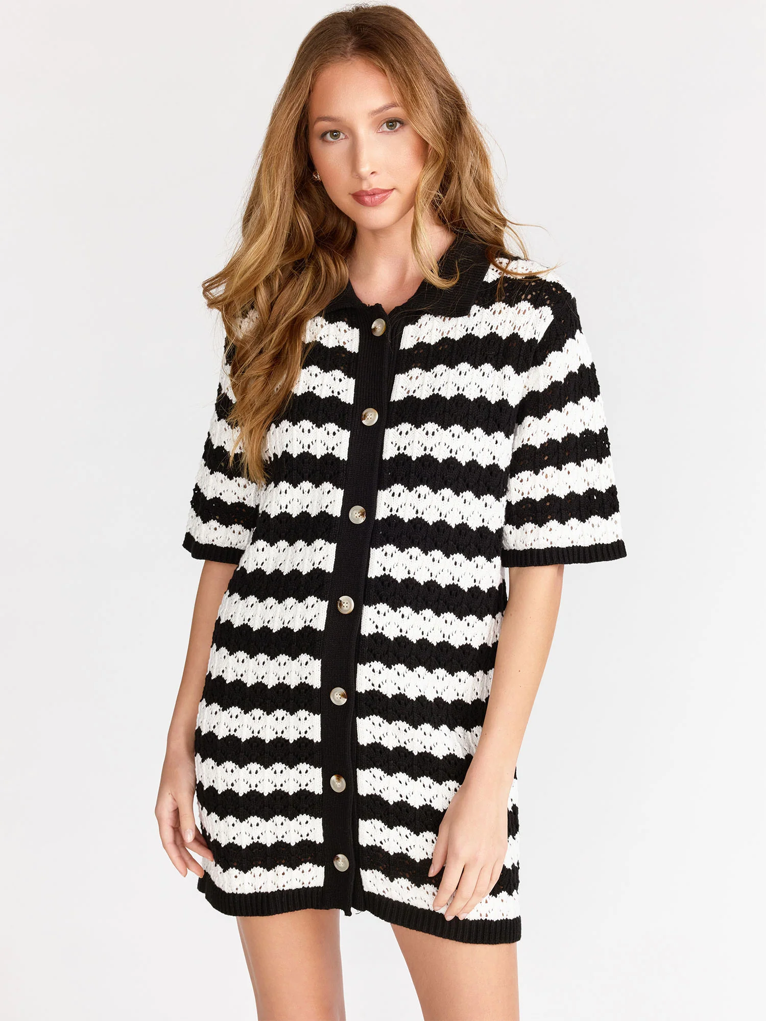 Button-Down Knit Shirt Dress - Aaron & Amber - Image 2