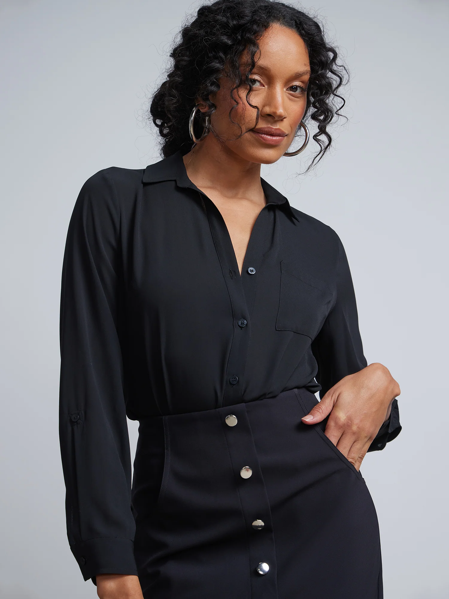 Button-Front Blouse