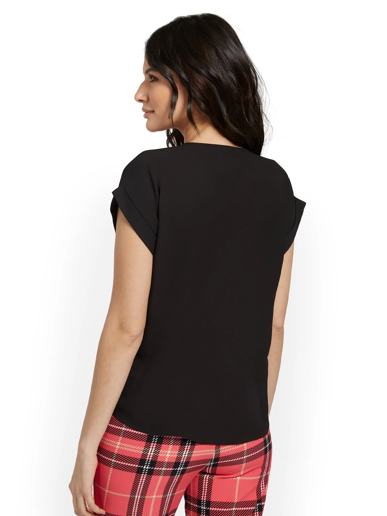 Button-Front Cuffed Dolman Blouse - Image 3