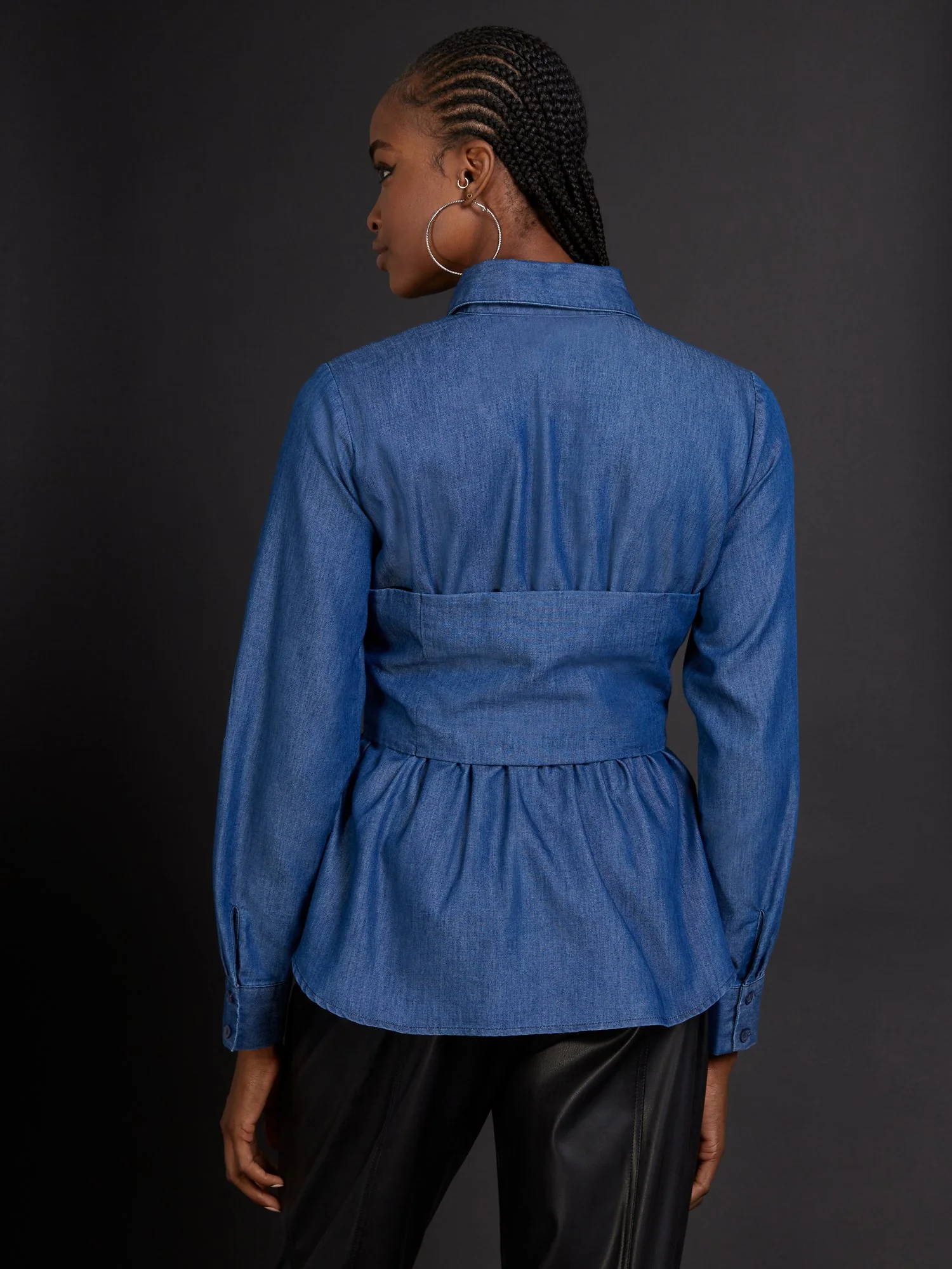 Button-Front Denim Corset Top - Image 3